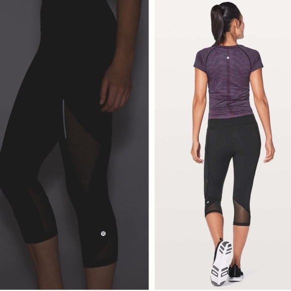 LULULEMON Fast As Light Crop Mesh Reflective Breathable Run Leggings 2 - Picture 2 of 10